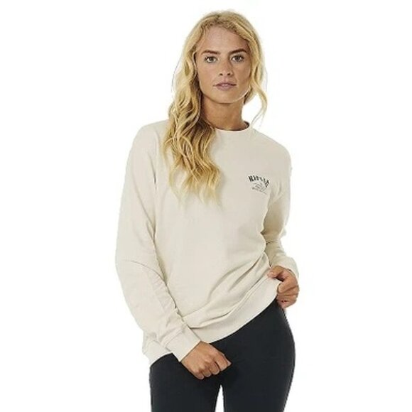 Ripcurl Run Swim Leisure Fleece Sweatshirt Long Sleeve Oversized Off White S NWT - Picture 3 of 16